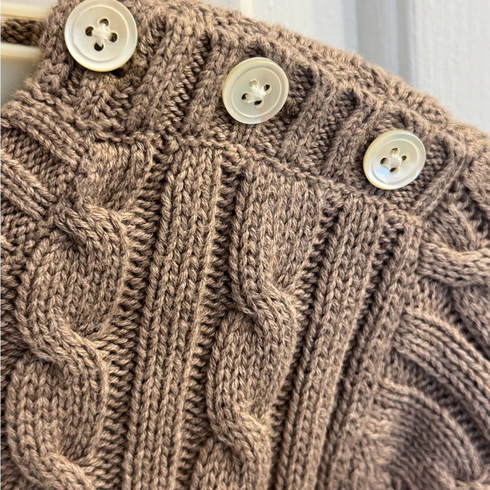 Lands' End Women's Cable Knit Sweater - Brown - Picture 3 of 5